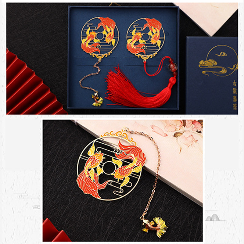KarmaRipple's Gold Koi Fish Metal Brass Hollow Bookmark p8