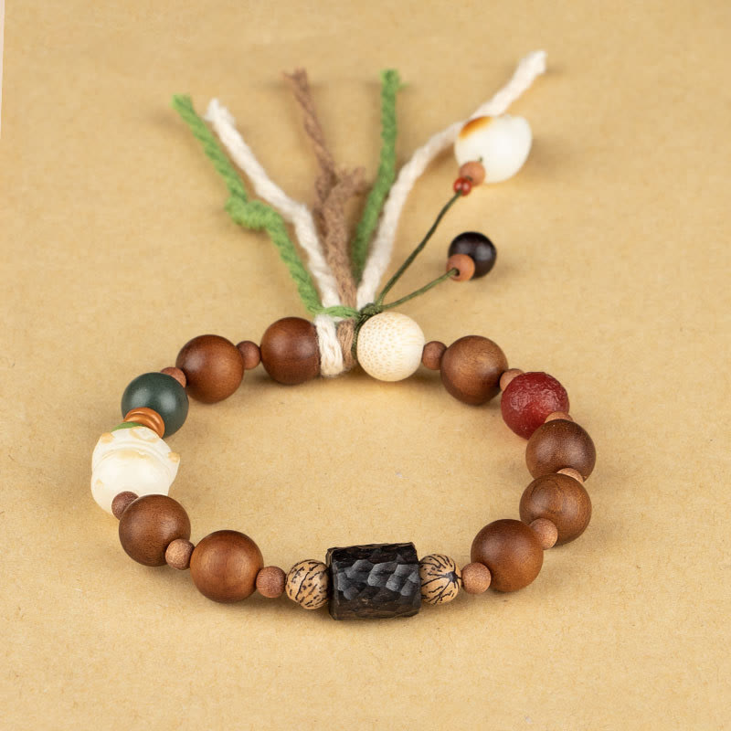 KarmaRipple's Lightning Strike Wood Bodhi Seed Cat Paw Claw Auspiciousness Protection Tassel Bracelet p2