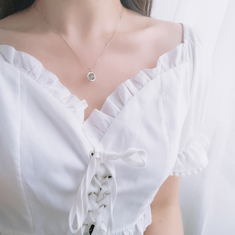 KarmaRipple's 925 Sterling Silver Moonstone Love Planet Rotatable Pattern Pendant Necklace p7