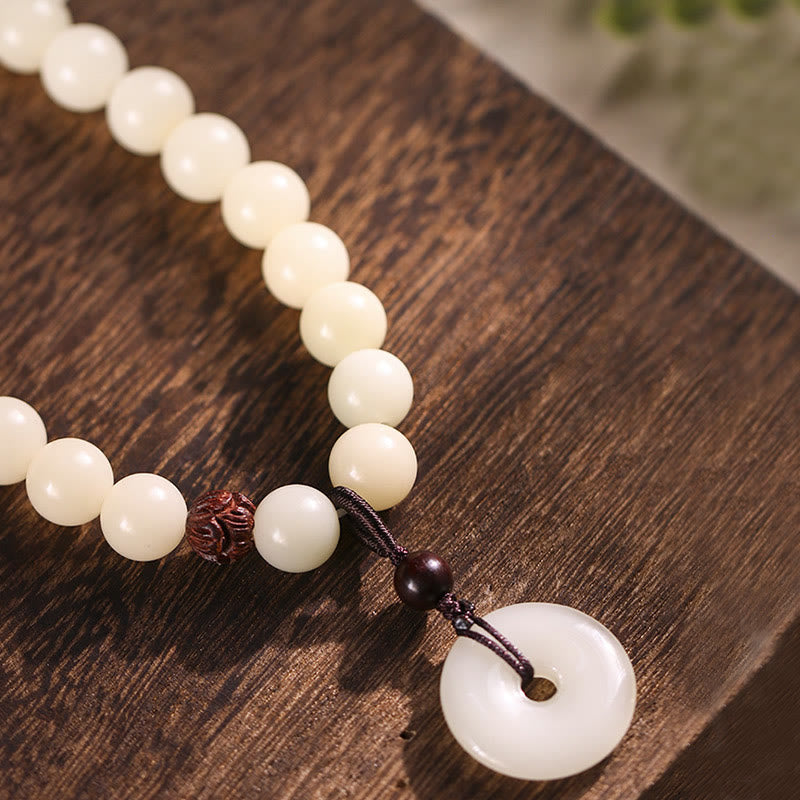 KarmaRipple's Bodhi Seed Green Sandalwood Lotus Peace Buckle Balance Double Wrap Bracelet p14