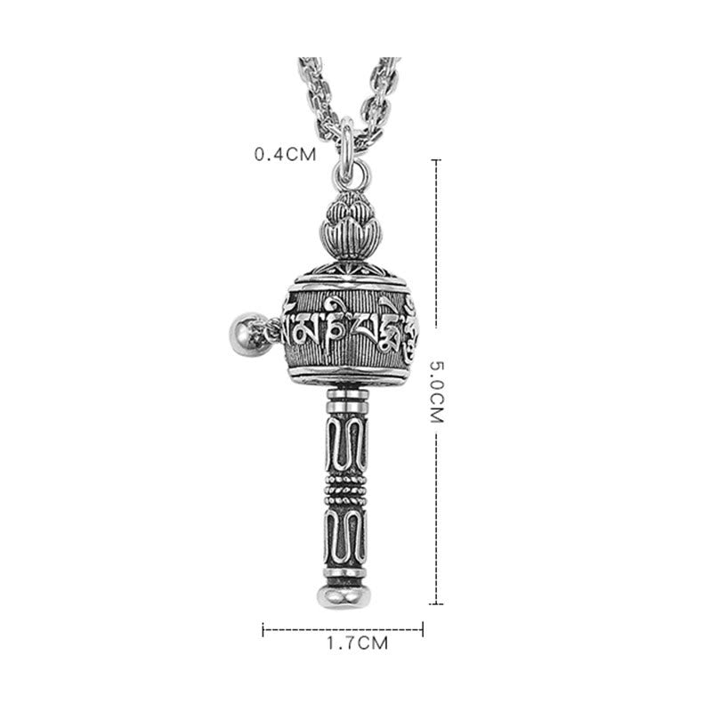 KarmaRipple's Tibetan Om Mani Padme Hum Prayer Wheel Lotus Wisdom Rotatable Pendant Necklace p14