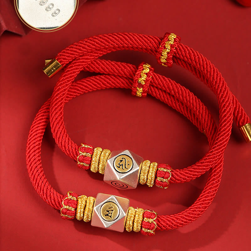 KarmaRipple's 999 Sterling Silver Chinese Zodiac Natal Buddha Red Rope Fortune Strength Handcrafted Kids Bracelet p16