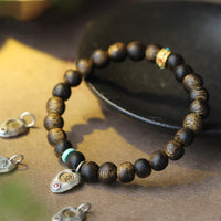 KarmaRipple's Vietnam Qinan Agarwood Turquoise Balance Strength Bracelet