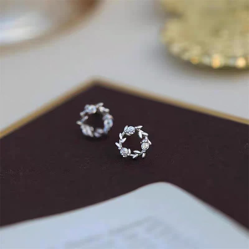 KarmaRipple's 925 Sterling Silver Posts Bronze Metal Tiny Wreath Stud Blessing Flower Earrings p11