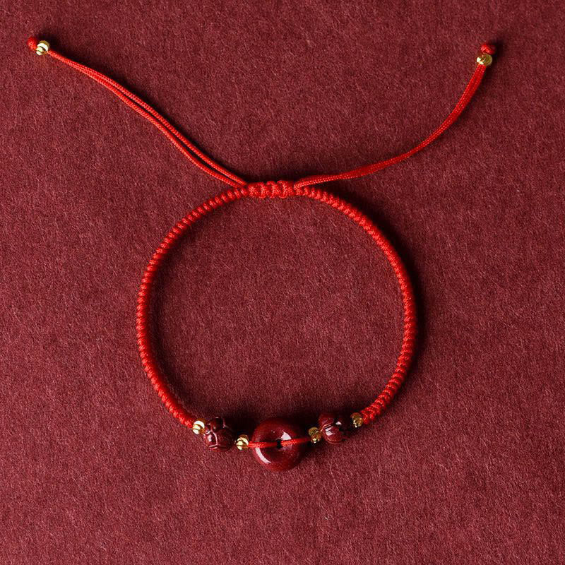 KarmaRipple's Handmade Lotus Cinnabar Peace Buckle Blessing Braid Bracelet p13