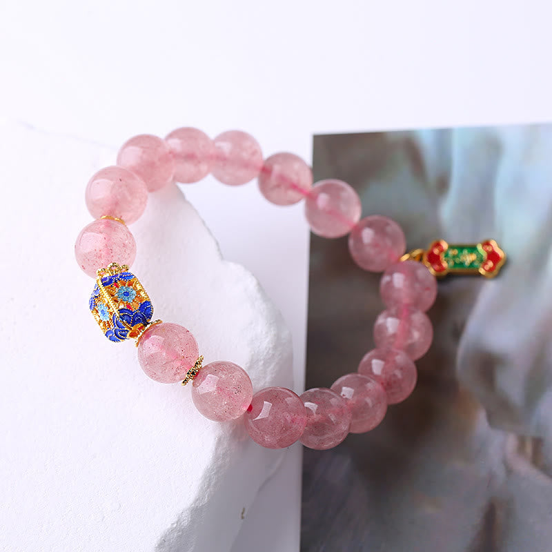 KarmaRipple's Strawberry Quartz Positive Ruyi Talisman Bracelet p4