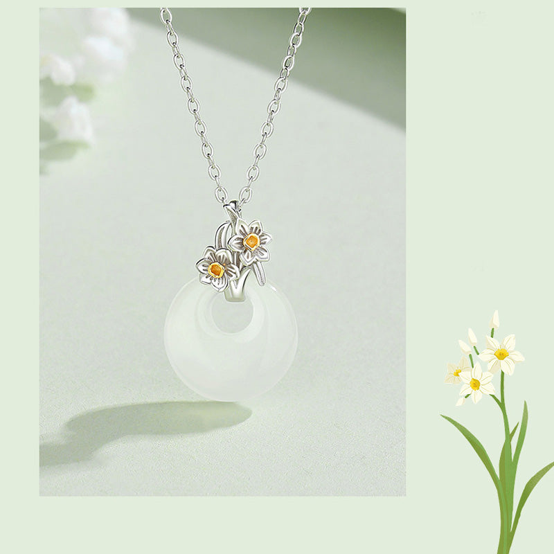 KarmaRipple's 925 Sterling Silver Round Chalcedony Twelve Months Flower Balance Pendant Necklace p28