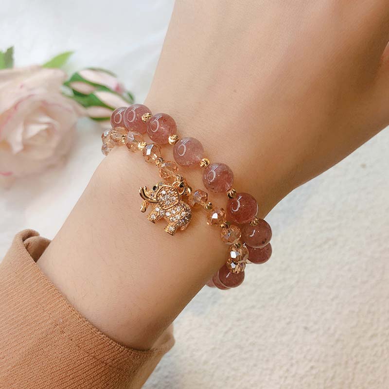 KarmaRipple's Rose Quartz Elephant Balancing Energy Talisman Bracelet p4