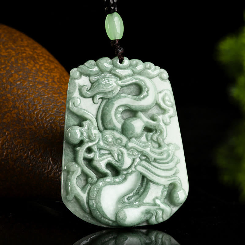 KarmaRipple's Year Of The Dragon Chinese Zodiac Dragon Soaring Jade Protection Bead Chain Pendant Necklace p3