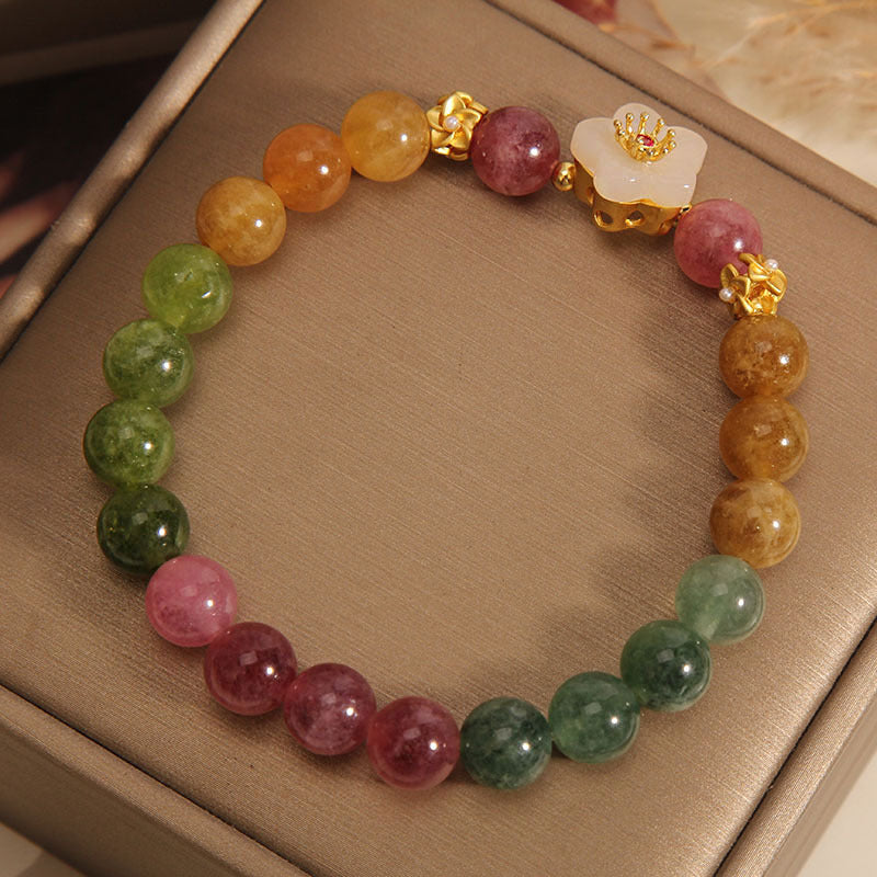 KarmaRipple's Colorful Tourmaline Jade Flowers Love Bracelet p7