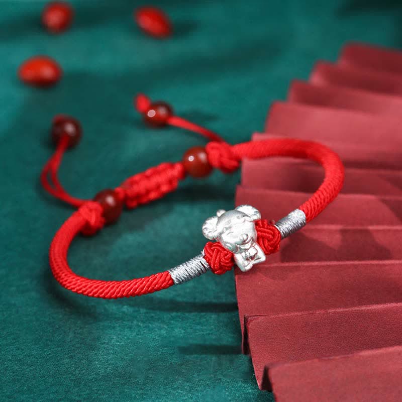 KarmaRipple's 999 Sterling Silver Chinese Zodiac Fortune Strength Red String Bracelet p8