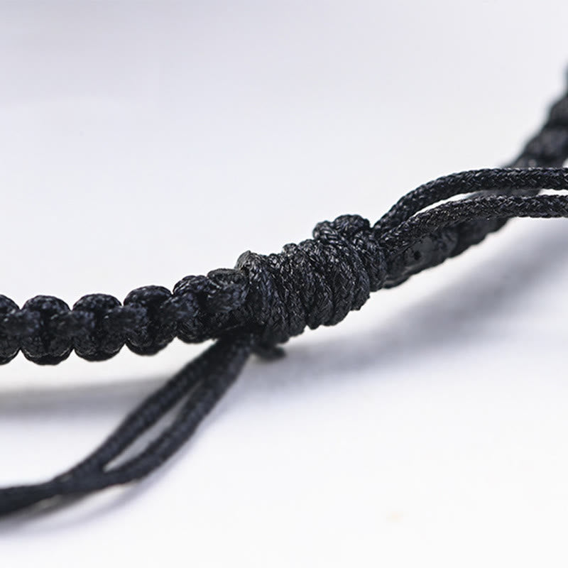 KarmaRipple's Small Leaf Red Sandalwood Ebony Wood Cute Cat Head Calm Protection Woven Bracelet p9