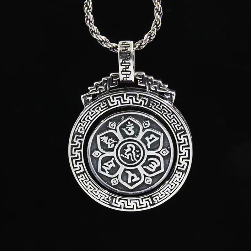 KarmaRipple's Tibetan Om Mani Padme Hum Double Dorje Vajra Rotatable Purity Peace Pendant Necklace p6