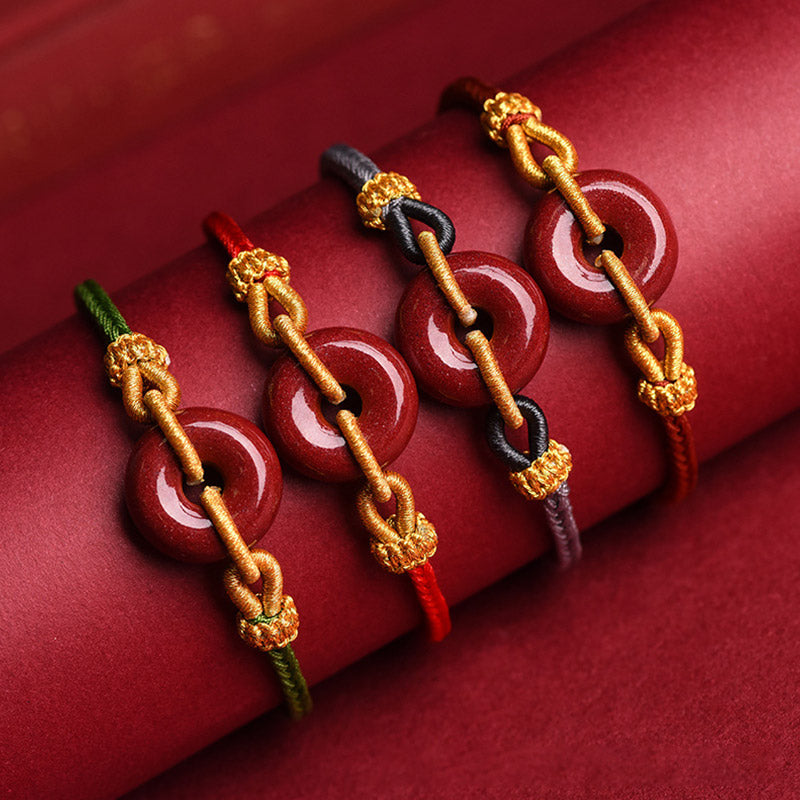 KarmaRipple's Handcrafted Cinnabar Peace Buckle Pattern Concentration Woven Bracelet p5