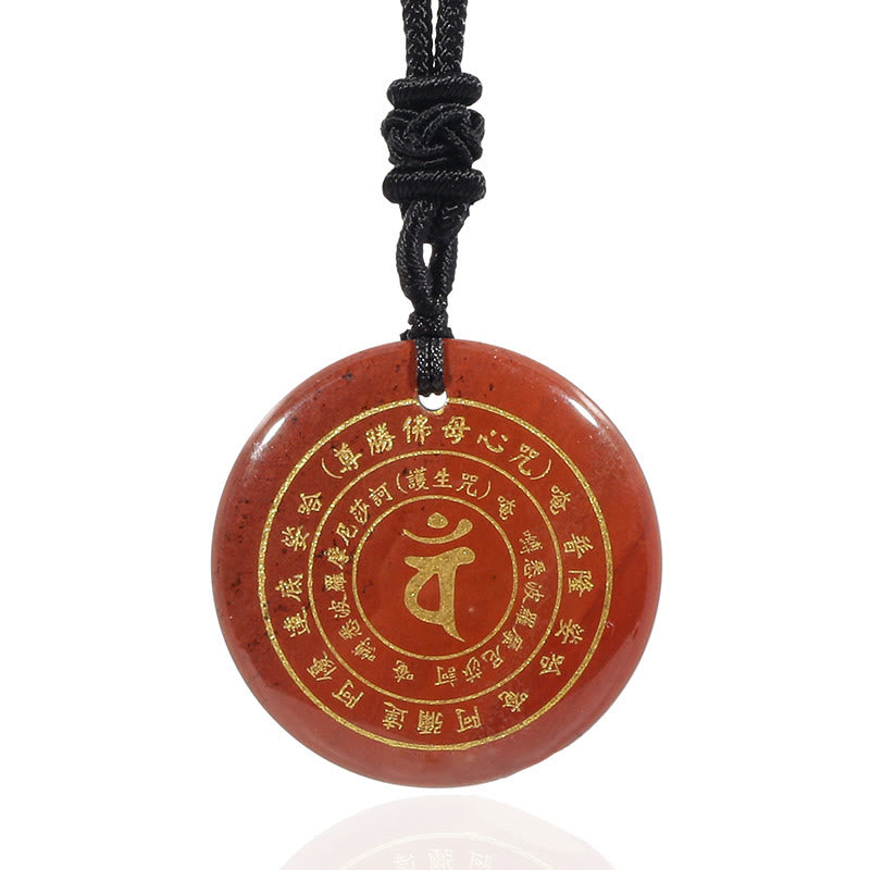 KarmaRipple's Vairocana Tathagata Sanskrit Mantra Various Gemstone Black Obsidian Green Aventurine Strength Pendant Necklace p26