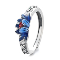KarmaRipple's 925 Sterling Silver Om Mani Padme Hum Lotus Relief Peace Ring
