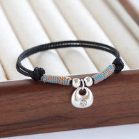 KarmaRipple's Handmade 925 Sterling Silver Fu Character Safe And Well Fortune Woven Bracelet
