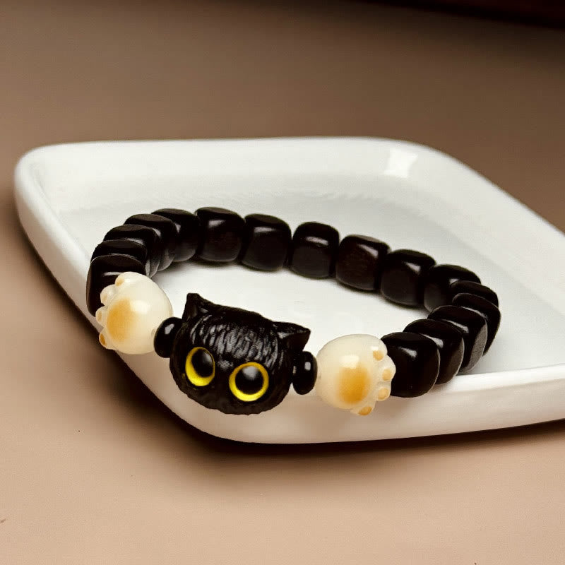 KarmaRipple's Ebony Wood Cute Cat Bodhi Seed Paw Claw Peace Bracelet p11