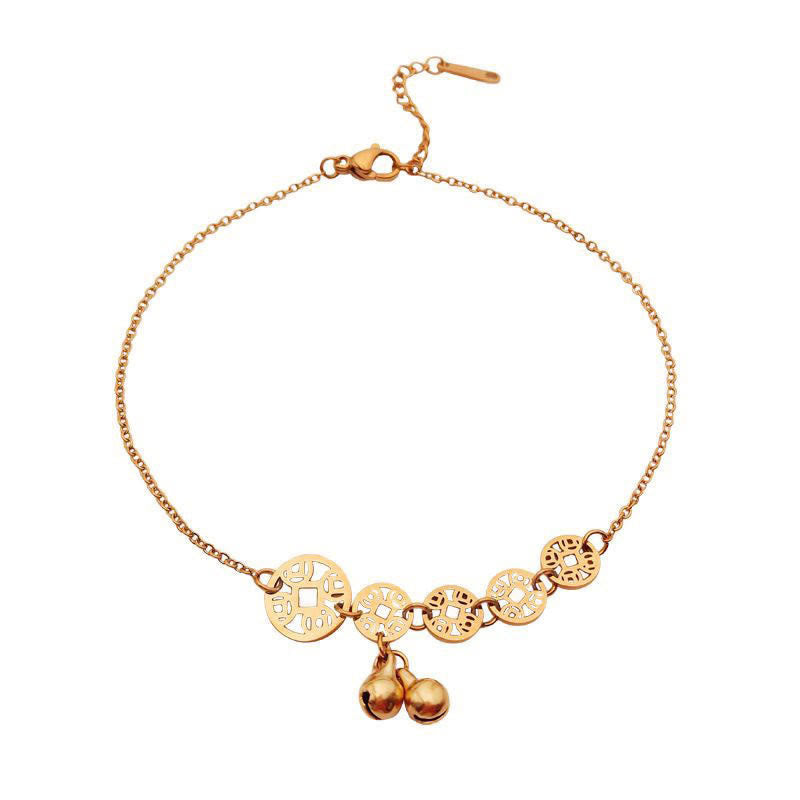 KarmaRipple's Bronze Coins Bell Talisman Titanium Steel Strengthen Anklet p2