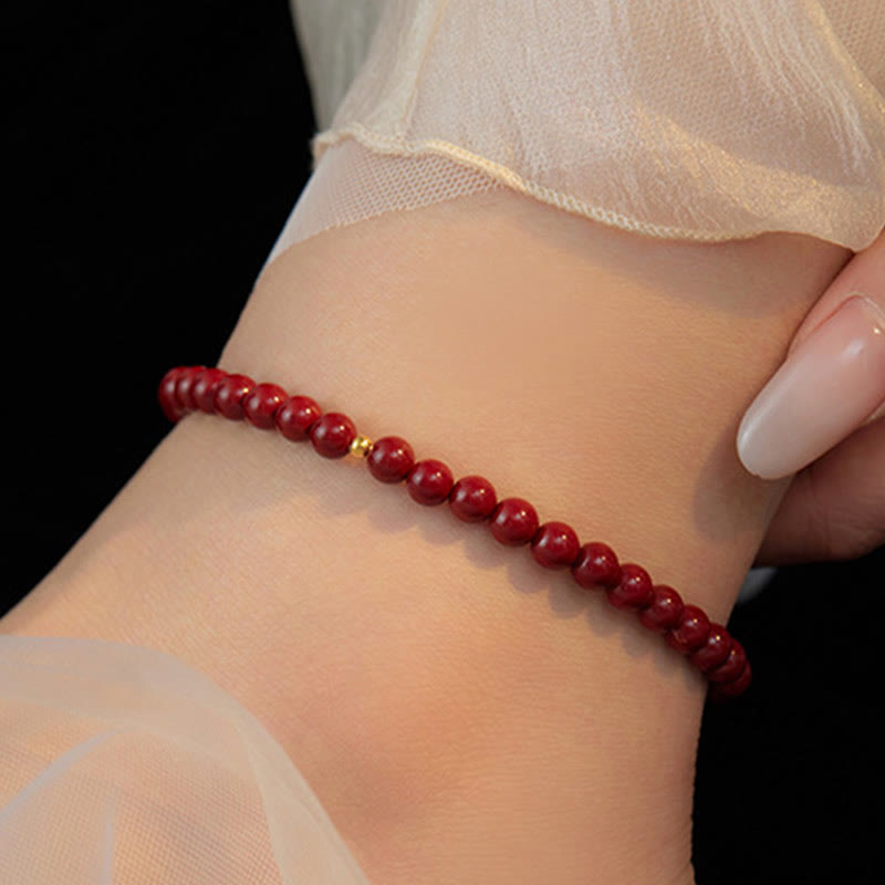 KarmaRipple's 925 Sterling Silver Cinnabar Beadwork Blessing Anklet p8