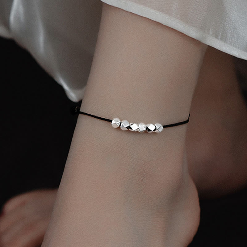 KarmaRipple's 925 Sterling Silver Beadwork Fortune Protection Braid Rope Anklet p2