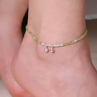 KarmaRipple's 925 Sterling Silver Peridot Square Beadwork Peace Anklet