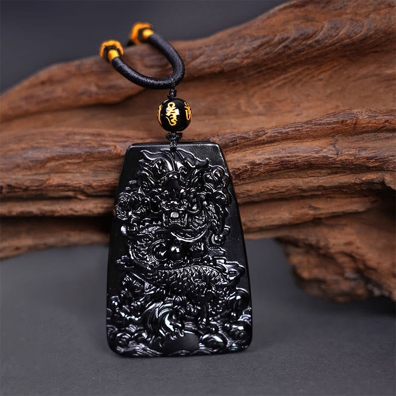 KarmaRipple's Black Obsidian Dragon Carved Fortune Protection Pendant Necklace p14