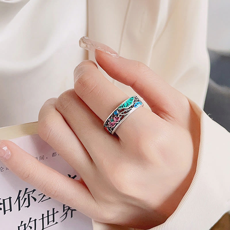 KarmaRipple's 925 Sterling Silver Koi Fish Lotus Fortune Everything Goes Well Ring p12