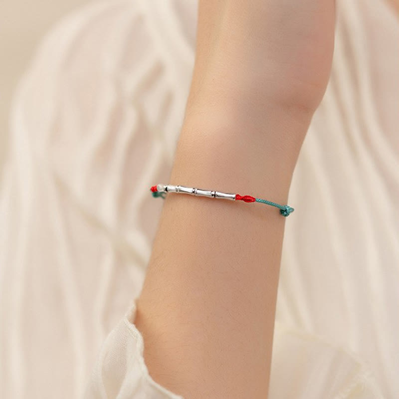 KarmaRipple's 925 Sterling Silver Bamboo Design Fortune Woven Ultra-Thin Rope Bracelet p14