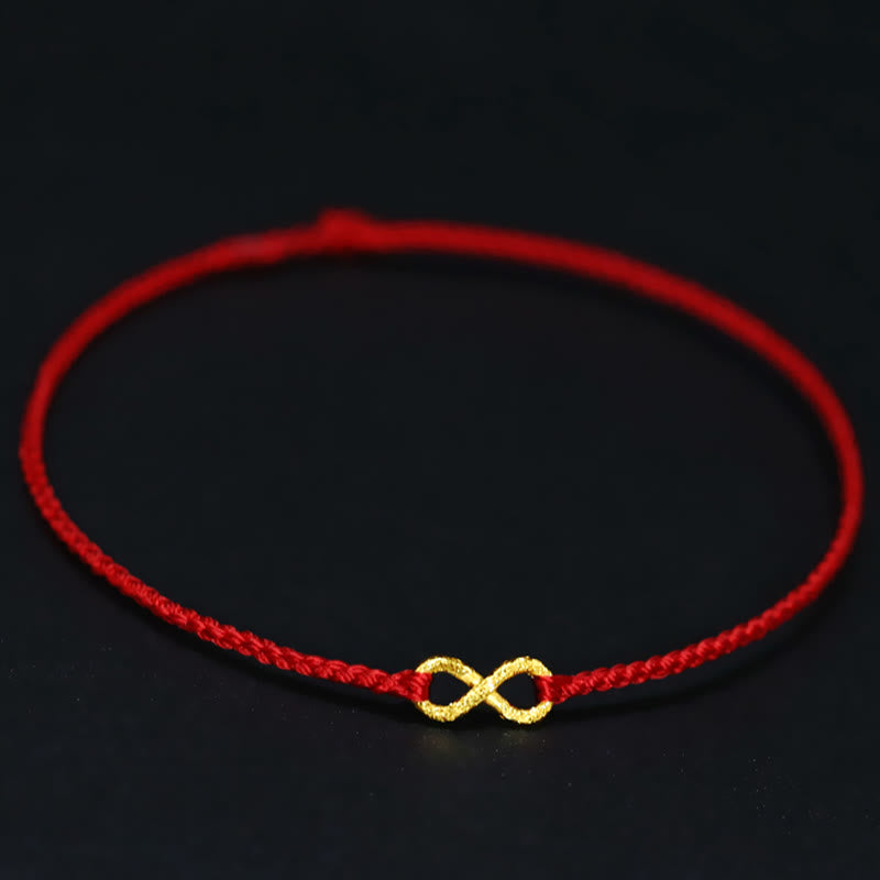 KarmaRipple's 999 Gold Mobius Infinite Love Fu Character Bronze Coin Protection Handmade Ultra-Thin Rope Bracelet p32