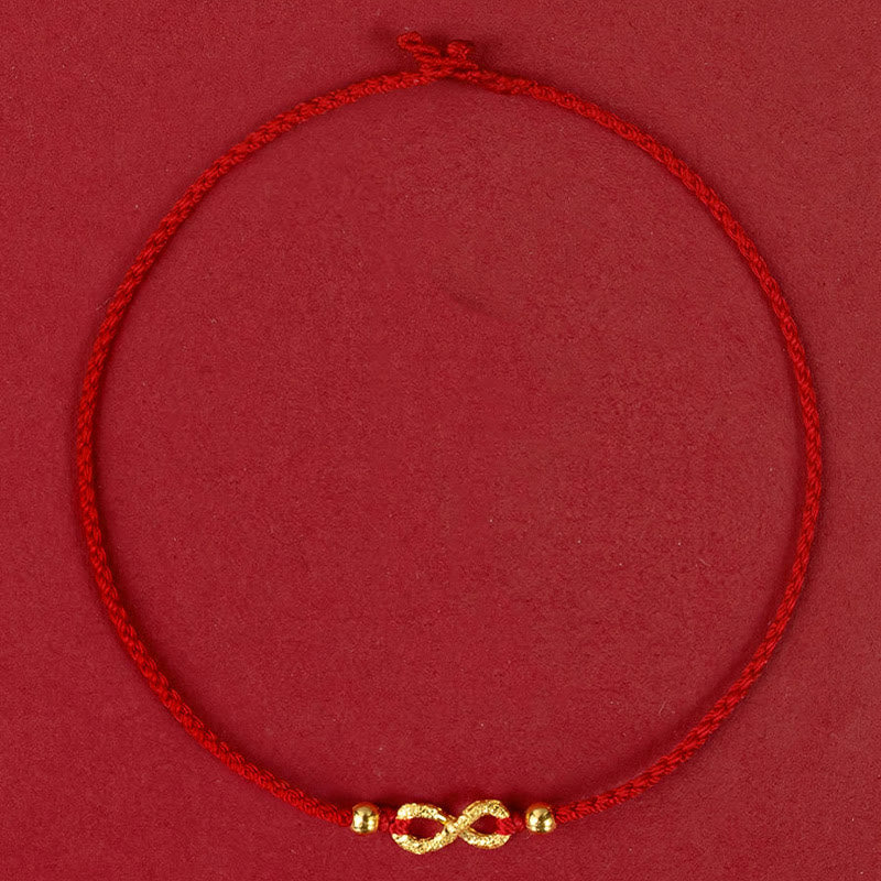 KarmaRipple's 999 Gold Mobius Infinite Love Fu Character Bronze Coin Protection Handmade Ultra-Thin Rope Bracelet p9
