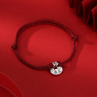 KarmaRipple's Handmade 925 Sterling Silver Peace And Joy Safe Well Wish Lock Strength Woven Rope Bracelet