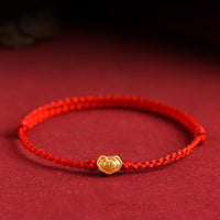 KarmaRipple's 999 Gold Chinese Lock Talisman Fu Character Protection Handmade Rope Bracelet