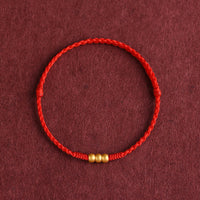 KarmaRipple's 999 Gold Mini Three Beadwork Design Handmade Luck?Rope Bracelet Anklet