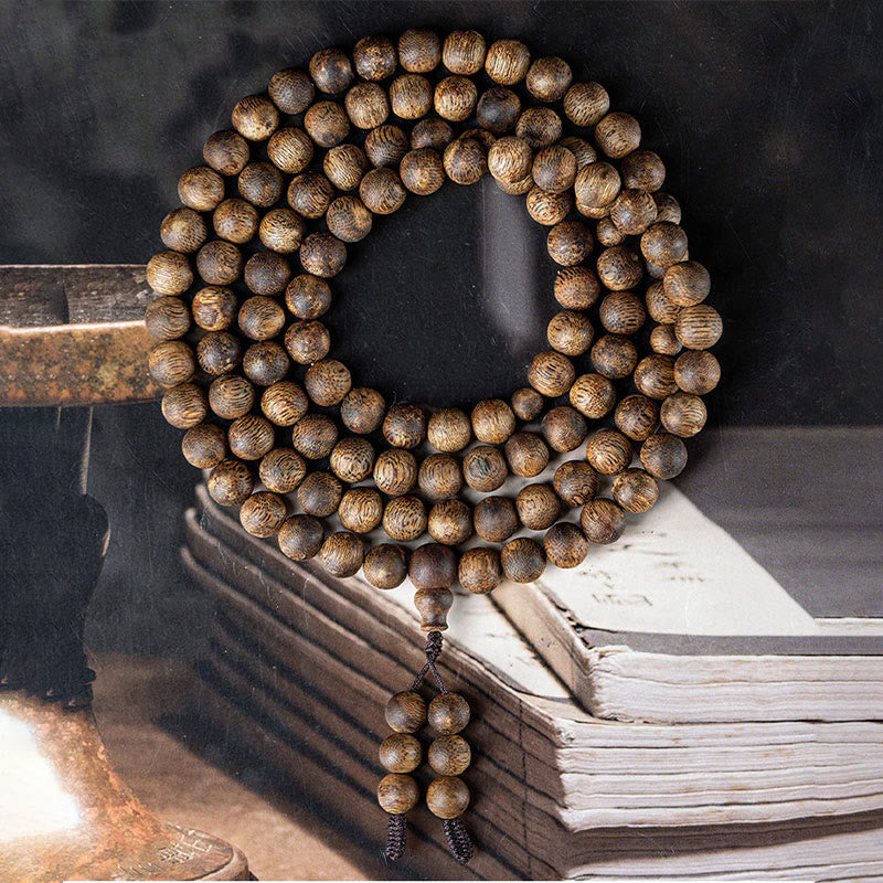 KarmaRipple's 108 Mala Beadwork Hainan Ivory Qinan Agarwood Calm Strength Bracelet p16