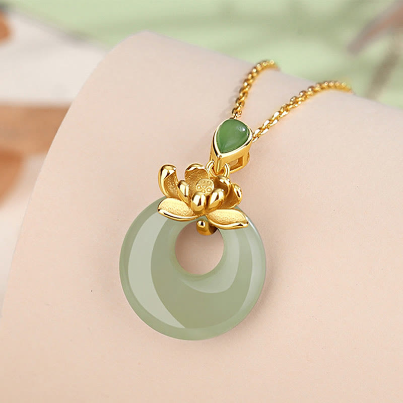 KarmaRipple's Jade Lotus Abundance String Pendant Necklace p4