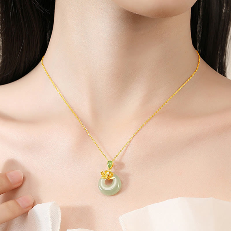 KarmaRipple's Jade Lotus Abundance String Pendant Necklace p7