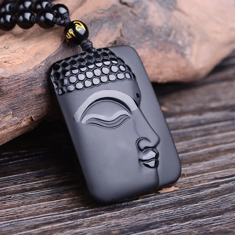 KarmaRipple's Authentic Black Obsidian Buddha Prayer Purification Fortune Necklace Pendant p11