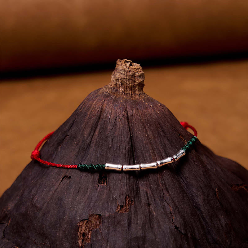 KarmaRipple's 925 Sterling Silver Bamboo Design Fortune Woven Ultra-Thin Rope Bracelet p5