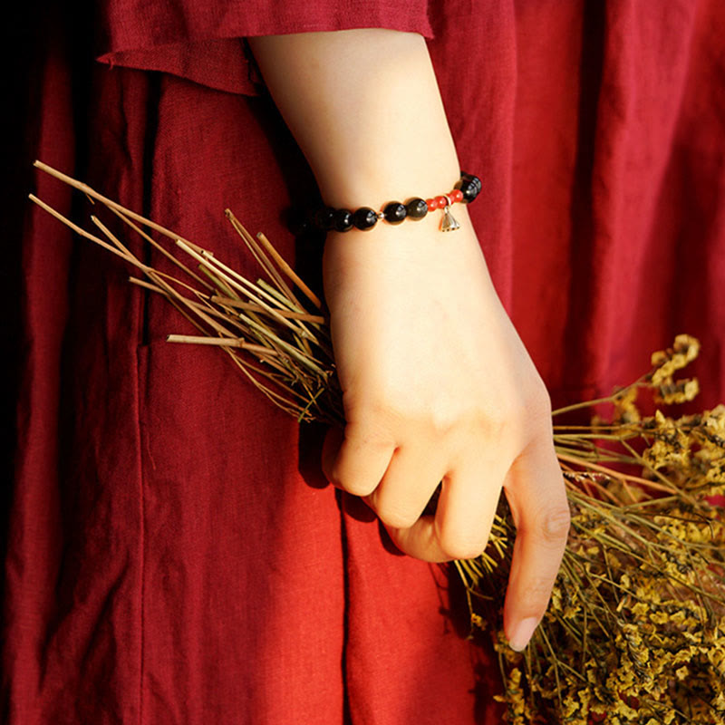 KarmaRipple's Authentic Black Obsidian Cinnabar Lotus Talisman Strength Fulfillment Bracelet p7