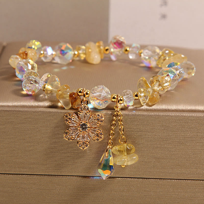 KarmaRipple's Amethyst Citrine Ivory Gemstone Zircon Flower Spiritual Balancing Bracelet p12