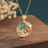 KarmaRipple's Green Chalcedony Koi Fish Strength Pendant Necklace