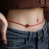 KarmaRipple's Authentic Cinnabar Peace Buckle Blessing Red String Belly Chain