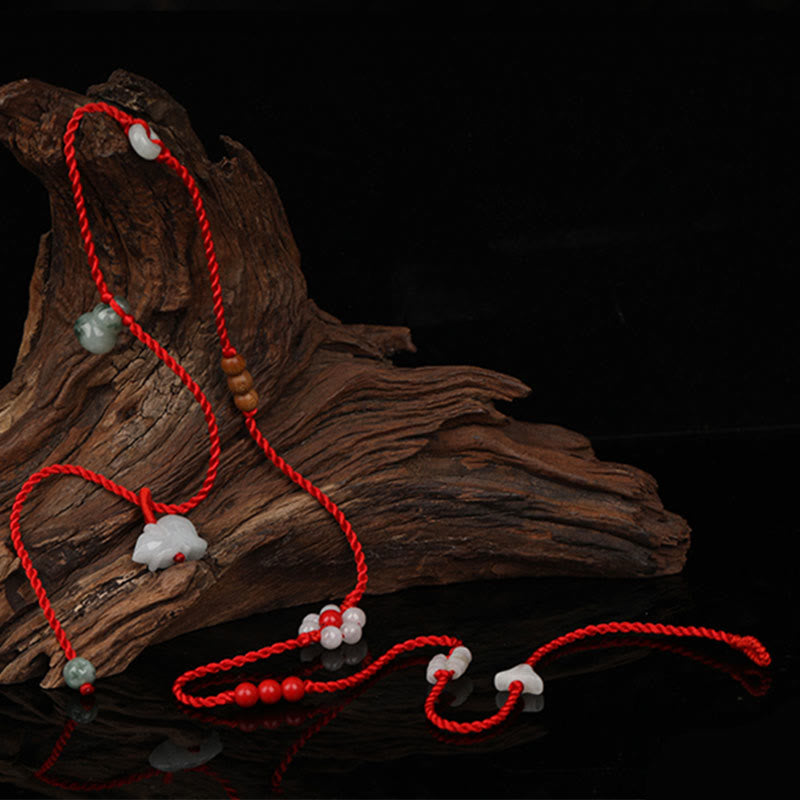 KarmaRipple's Chinese Zodiac Peach Wood Blessing Red String Belly Chain p12