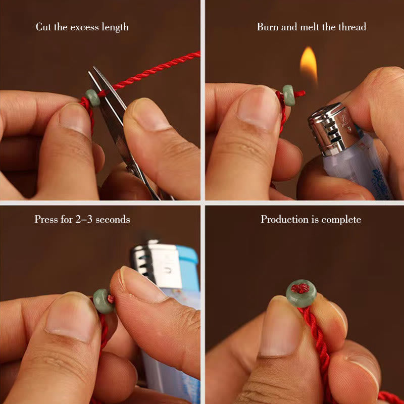 KarmaRipple's Chinese Zodiac Peach Wood Blessing Red String Belly Chain p15