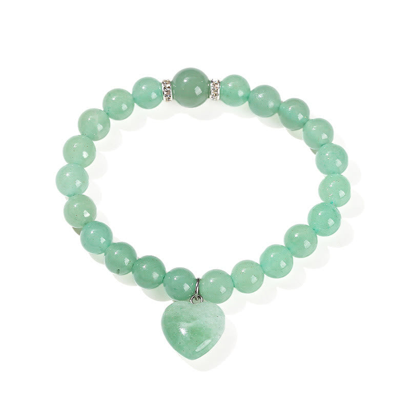 KarmaRipple's Various Gemstone Green Aventurine Love Heart Balance Bracelet p19