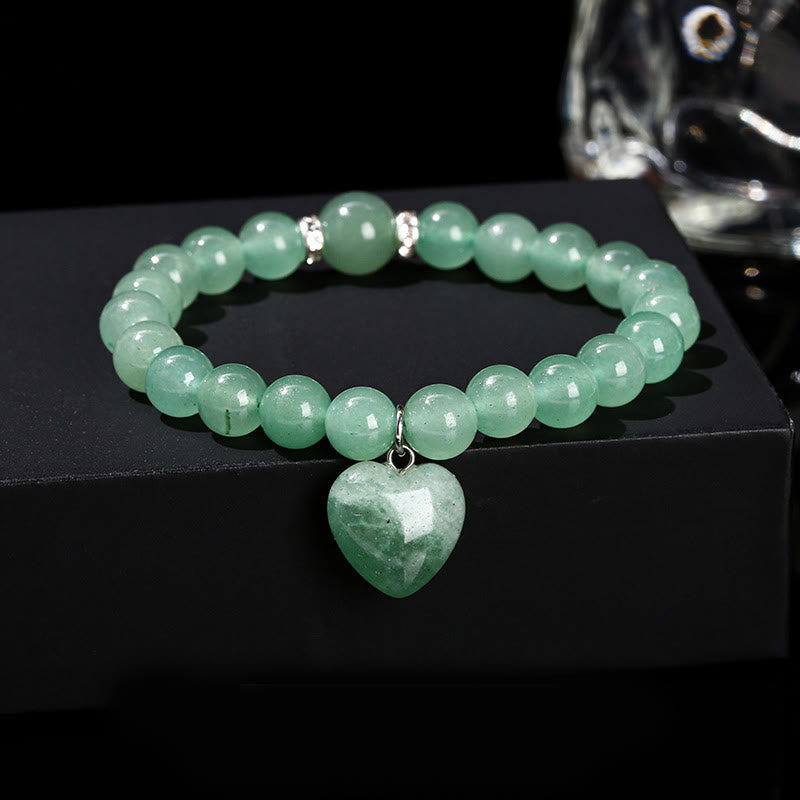 KarmaRipple's Various Gemstone Green Aventurine Love Heart Balance Bracelet p32