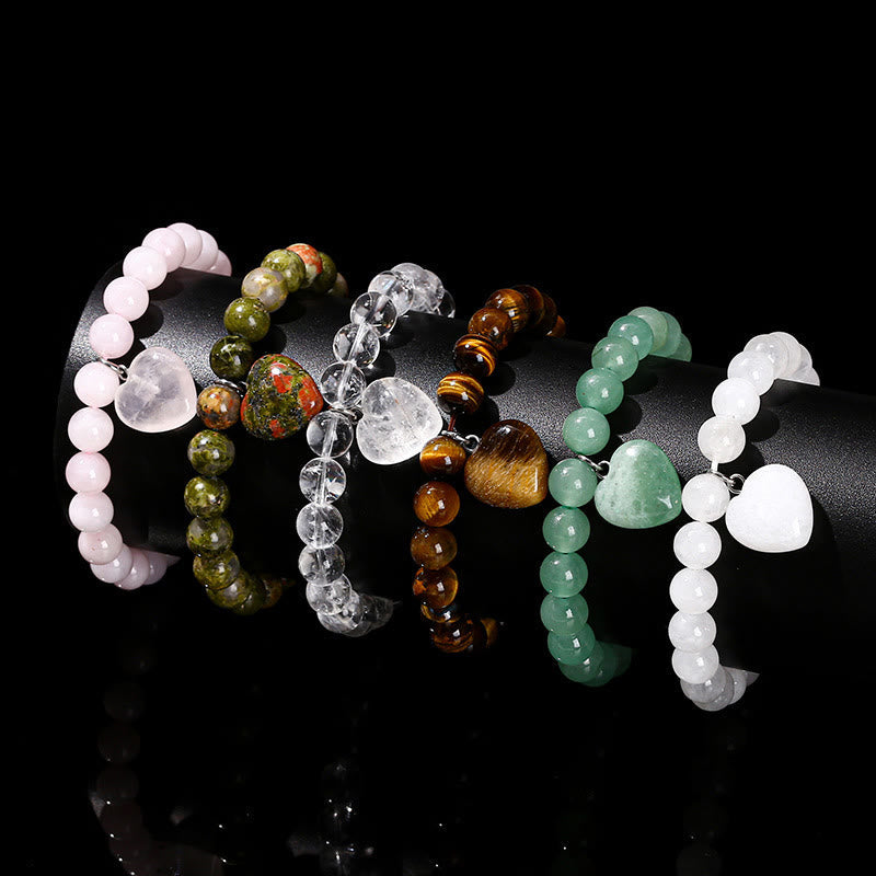KarmaRipple's Various Gemstone Green Aventurine Love Heart Balance Bracelet p7