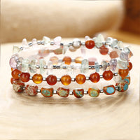 KarmaRipple's Fluorite Red Agate Emperor Stone Power Triple Wrap Bracelet