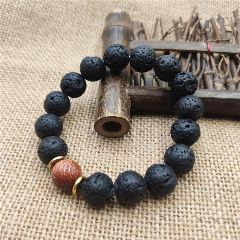 KarmaRipple's Lava Rock Goldstone Blue Sandstone Balancing Bracelet p6